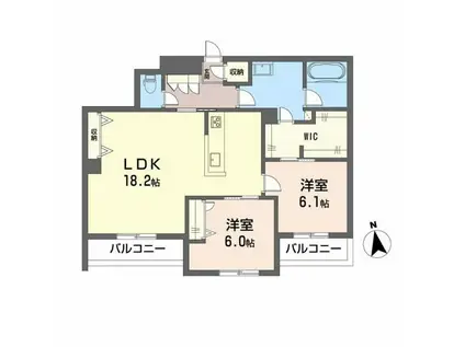 ベレオ安宅(2LDK/1階)の間取り写真