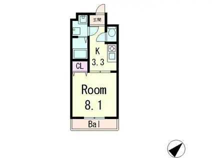 CASA本宮(1K/1階)の間取り写真