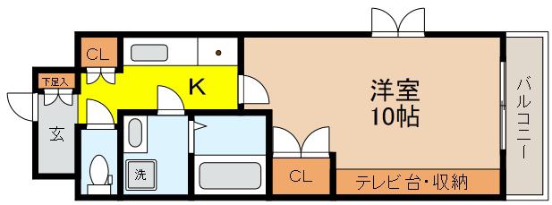 ソレイユ御影(1K/5階)の間取り写真