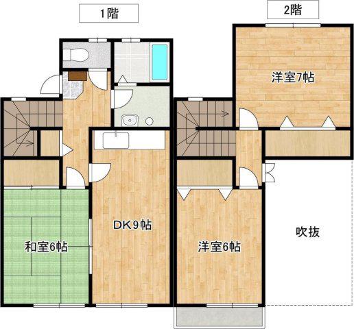 タウンハウス東 1号棟(3DK/1階)の間取り写真