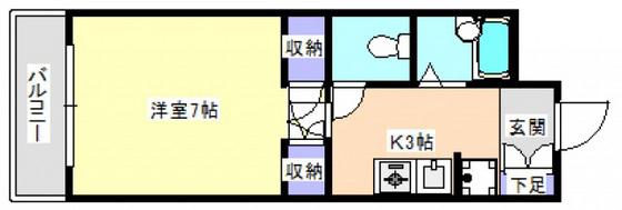 フレンズ(1K/4階)の間取り写真