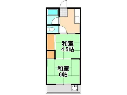 若君荘(2K/2階)の間取り写真