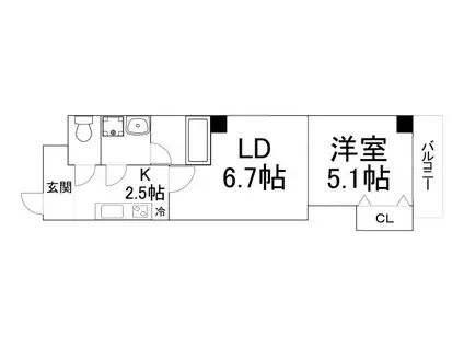 INIZIO大今里(1LDK/3階)の間取り写真