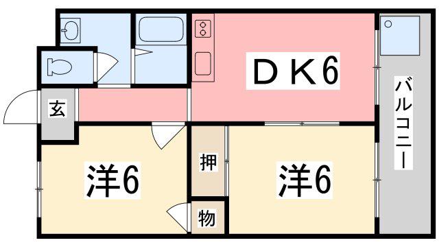 西庄中村コーポ(2DK/1階)の間取り写真