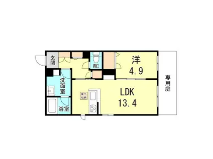 レジリエンス甲子園六石町(1LDK/1階)の間取り写真