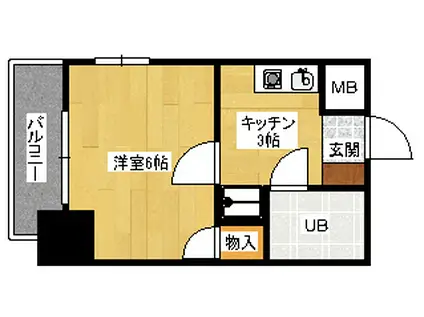 ダイアパレス比治山パークサイド(1K/11階)の間取り写真