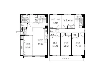 新栄サンハイツ(5SLDK/1階)の間取り写真