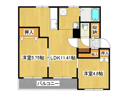 クラージュ春光II(2LDK/3階)の間取り写真