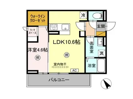 エルブ・バレ(1LDK/2階)の間取り写真