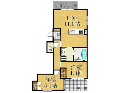 COPIA NOBLE(2LDK/1階)の間取り写真