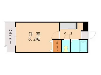 ツインコーポ唐原B(1K/1階)の間取り写真