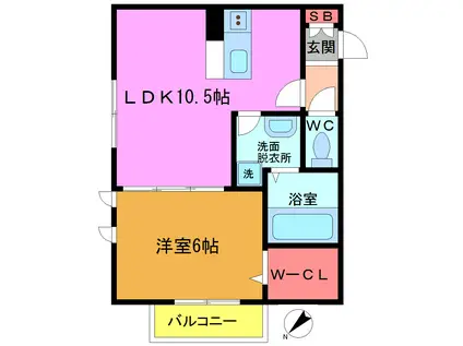 サニーガーデン榎本(1LDK/3階)の間取り写真
