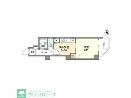 モンリブラン(1K/2階)の間取り写真