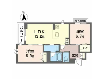 イルストーン古川(2LDK/3階)の間取り写真