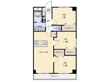 シャトールグラン(3LDK/6階)の間取り写真