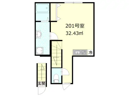 KAMAKU LIFE(ワンルーム/2階)の間取り写真