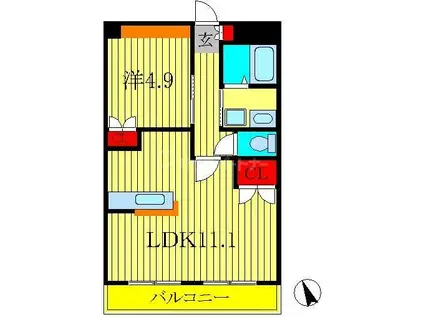 クレール松葉(1LDK/2階)の間取り写真