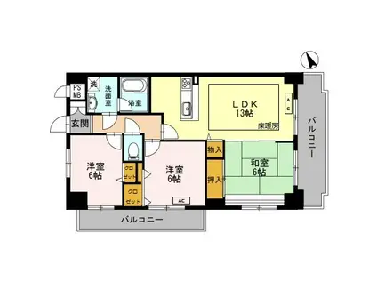 エール豊岡(3LDK/1階)の間取り写真
