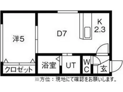 グランドサクセス南大通(1DK/5階)の間取り写真