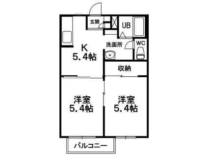 ディアス・ミオC(2K/2階)の間取り写真