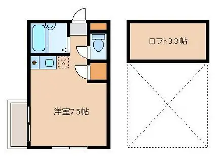 パレット東比恵 I(ワンルーム/2階)の間取り写真