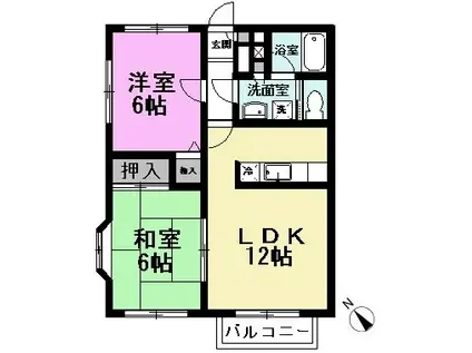 スワンキャッスルA(2LDK/2階)の間取り写真