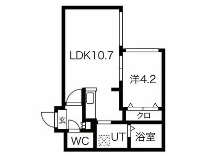 平岸KTA(1LDK/2階)の間取り写真