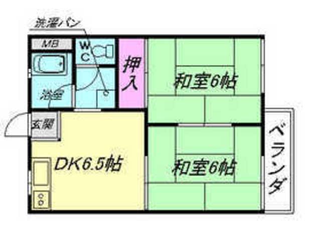 乾ハイツ(2DK/2階)の間取り写真