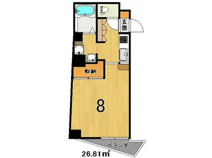 菊岡家 弁財天館(1K/4階)の間取り写真