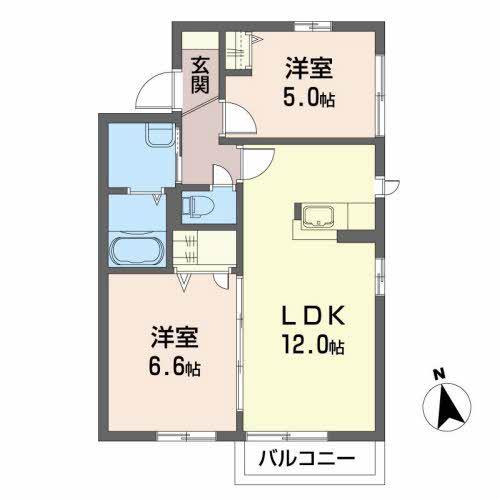 MTD.プラッツA(2LDK/2階)の間取り写真