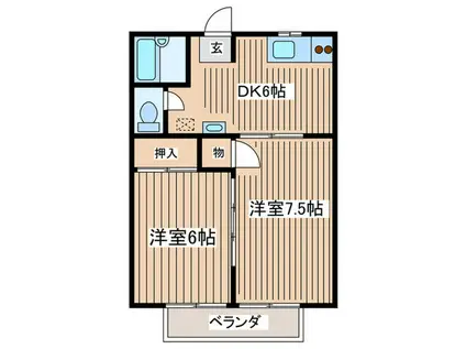 シティ―堂山B(2DK/1階)の間取り写真