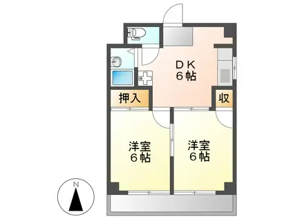 エムズハウス栄(2DK/6階)の間取り写真