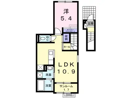 カレントレジデンス女池I(1LDK/2階)の間取り写真