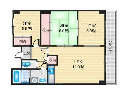 ファミール若園(3LDK/2階)の間取り写真