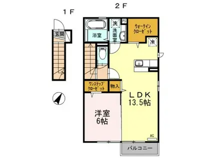 エクセル平山壱・弐番館弐(1LDK/2階)の間取り写真