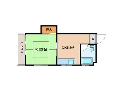 まとばマンション(1DK/2階)の間取り写真