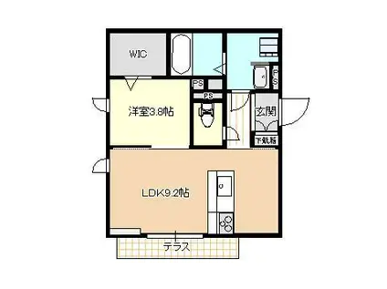 ソアヴィータ新山口(1LDK/2階)の間取り写真