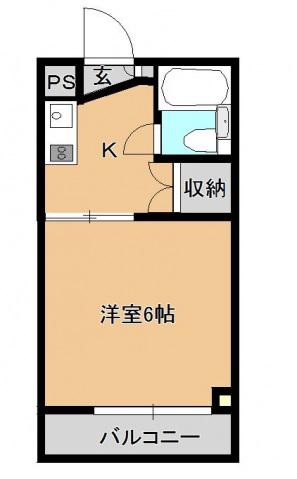 クリーンビル(1K/2階)の間取り写真