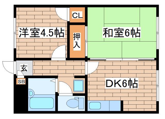 橋本マンション(2DK/5階)の間取り写真