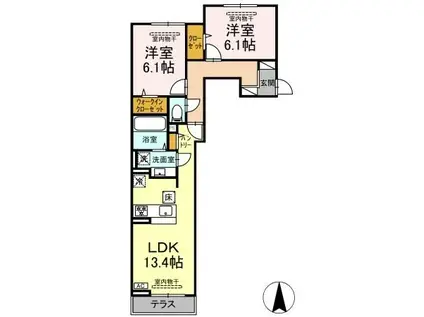 ウィステリア(2LDK/1階)の間取り写真