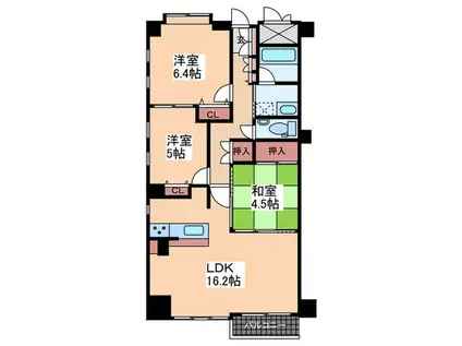 クラース広島ザ・マーク(3LDK/10階)の間取り写真