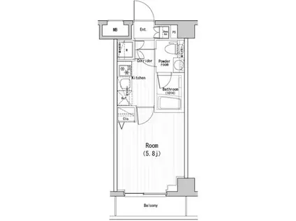 PREMIUM CUBE広尾(1K/6階)の間取り写真