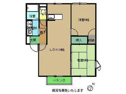 レピュート双月 B(2LDK/2階)の間取り写真