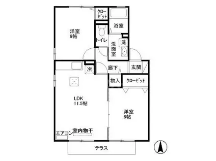 カーサコモド(2LDK/1階)の間取り写真