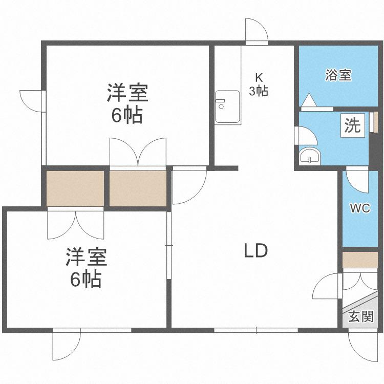 ケント37(2LDK/1階)の間取り写真