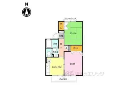 セジュール高塚台(2DK/2階)の間取り写真