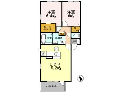 キミージュ クレール(2LDK/2階)の間取り写真