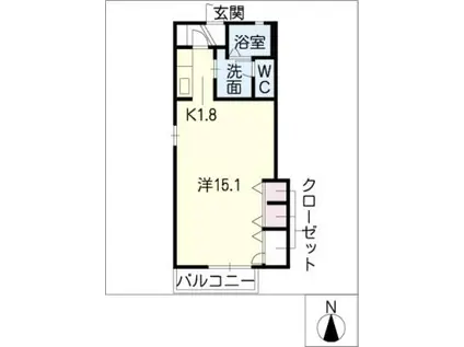 エスペランス A棟(ワンルーム/2階)の間取り写真
