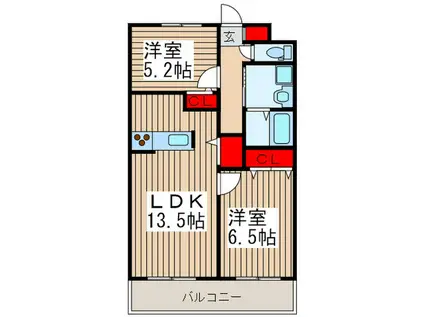 フォンス大門(2LDK/1階)の間取り写真