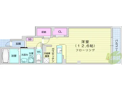 ヒルサイド・NJ(1K/1階)の間取り写真